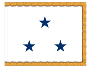 3x4 ft 3 Star Navy Admiral Flag (White Field, Blue Stars) (PHF)